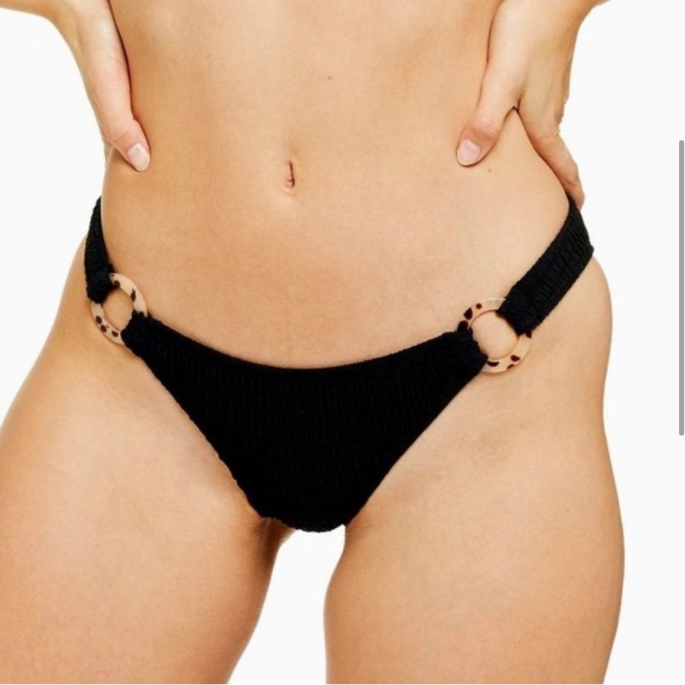 TOPSHOP | Shirred Black Bikini Bottoms